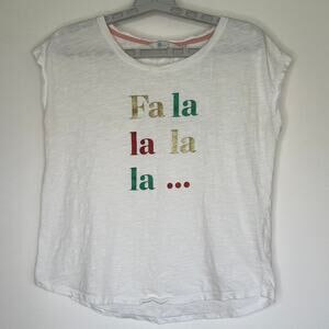 Boden Women Size Small White Fa La La La La T-Shirt